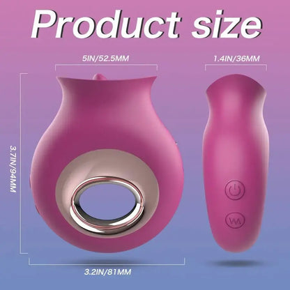 Paulina – 2 in 1 Licking &amp; Vibrating Tongue Vibrator&amp; Nipples Clitoral Stimulator Rose Vibrator