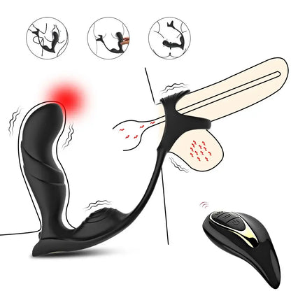 Vortex Thrusting Anal Vibrator Penis Cock Ring Wireless Remote Control