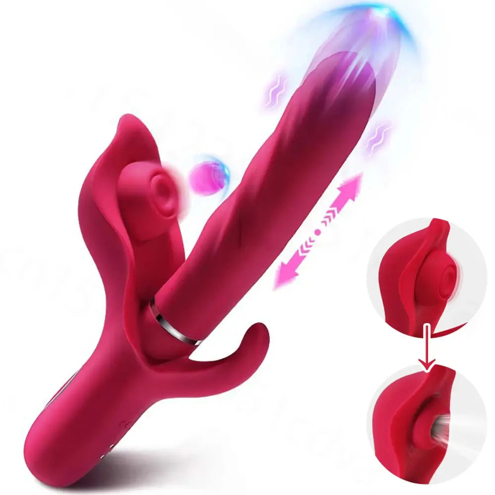 Ximena – 10 Thrusting &amp; 10 Flapping &amp; 10 Vibration 3-in-1 Thrusting Dildo Rabbit Vibrator