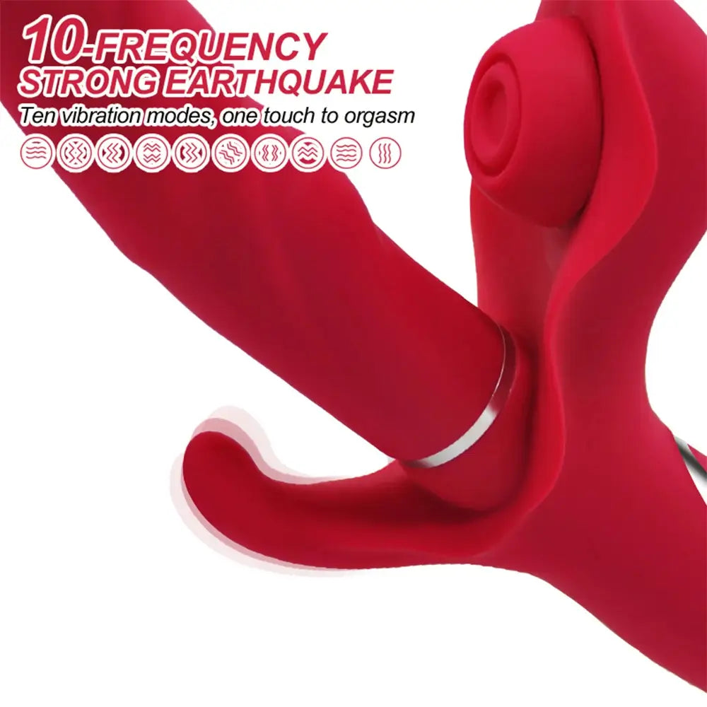 Ximena – 10 Thrusting &amp; 10 Flapping &amp; 10 Vibration 3-in-1 Thrusting Dildo Rabbit Vibrator