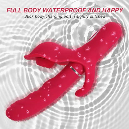 Ximena – 10 Thrusting &amp; 10 Flapping &amp; 10 Vibration 3-in-1 Thrusting Dildo Rabbit Vibrator