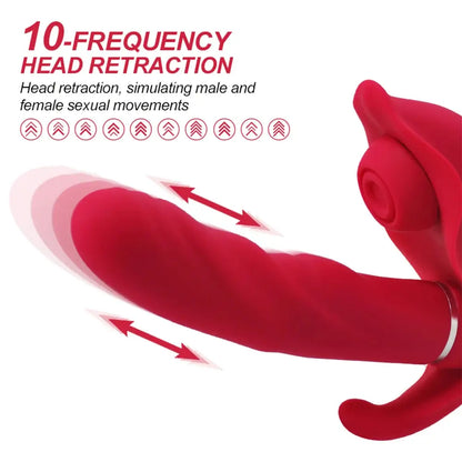 Ximena – 10 Thrusting &amp; 10 Flapping &amp; 10 Vibration 3-in-1 Thrusting Dildo Rabbit Vibrator