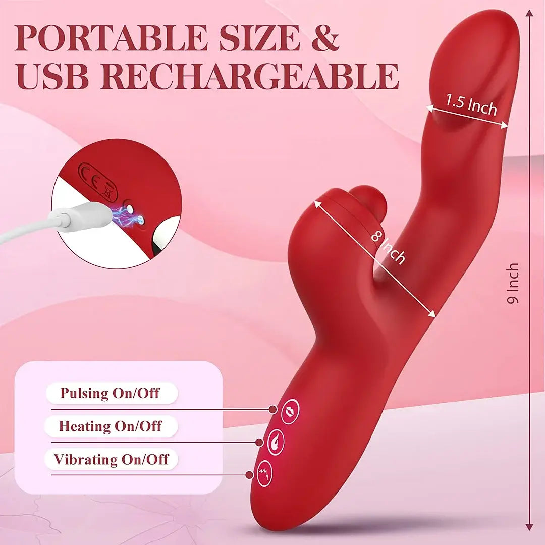 Amelia – 5 Tapping 10 Vibration Modes, Heated Massager Toys Thrusting Dildo G Spot Vibrator Pulsating Clitoral Stimulator