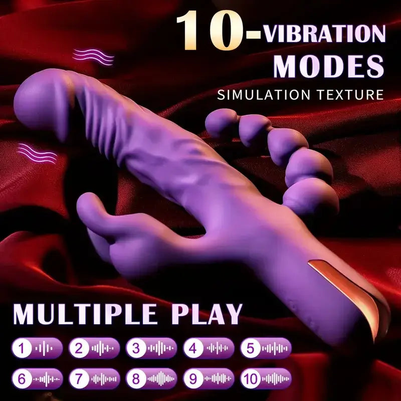 Hannah – Waterproof Rabbit Vibrator Anal Dildo with 10 Vibrational Patterns Rechargeable Clitoral Stimulator.