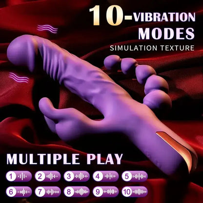 Hannah – Waterproof Rabbit Vibrator Anal Dildo with 10 Vibrational Patterns Rechargeable Clitoral Stimulator.