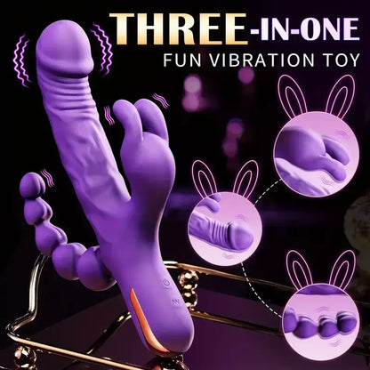 Hannah – Waterproof Rabbit Vibrator Anal Dildo with 10 Vibrational Patterns Rechargeable Clitoral Stimulator.