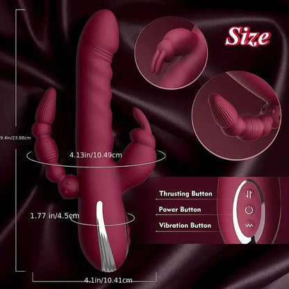 Megan – 3 in 1 Clitoris G Spot Rabbit Vibrator Thrusting Dildos Butt Plug Anal Play Sex Toy