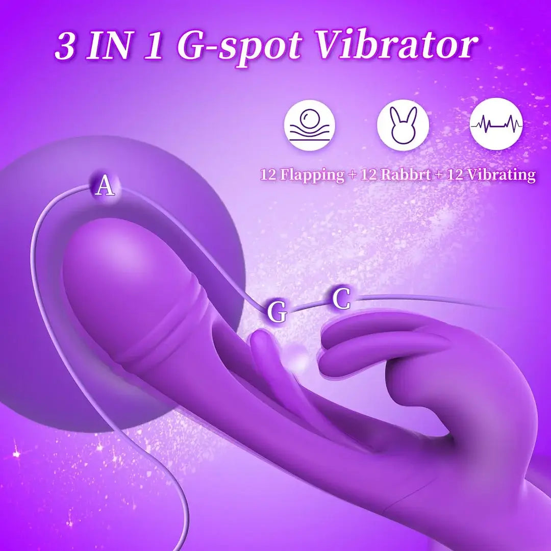 Naomi – 12 Vibration 12 Flapping Modes Flapping Vibrator Rabbit Dildo G Spot Vibrators Finger Vibrator for Clit Nipple