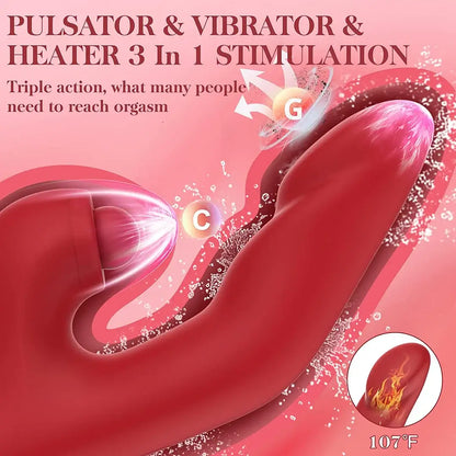 Amelia – 5 Tapping 10 Vibration Modes, Heated Massager Toys Thrusting Dildo G Spot Vibrator Pulsating Clitoral Stimulator
