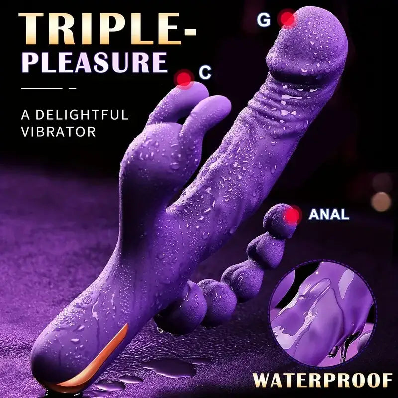 Hannah – Waterproof Rabbit Vibrator Anal Dildo with 10 Vibrational Patterns Rechargeable Clitoral Stimulator.
