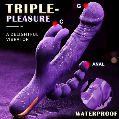 Hannah – Waterproof Rabbit Vibrator Anal Dildo with 10 Vibrational Patterns Rechargeable Clitoral Stimulator.