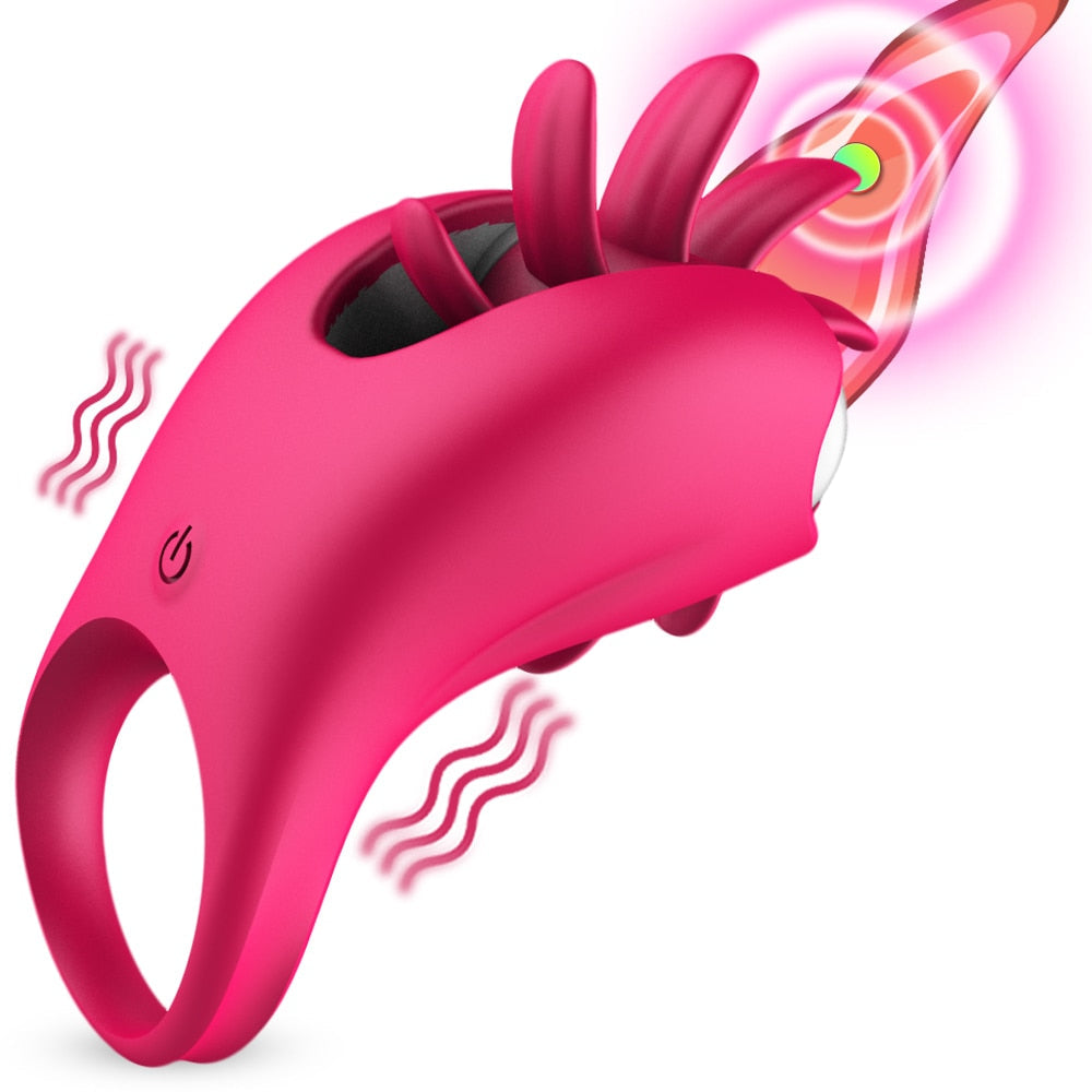 Tongue-Licking Vibrating Cock Ring